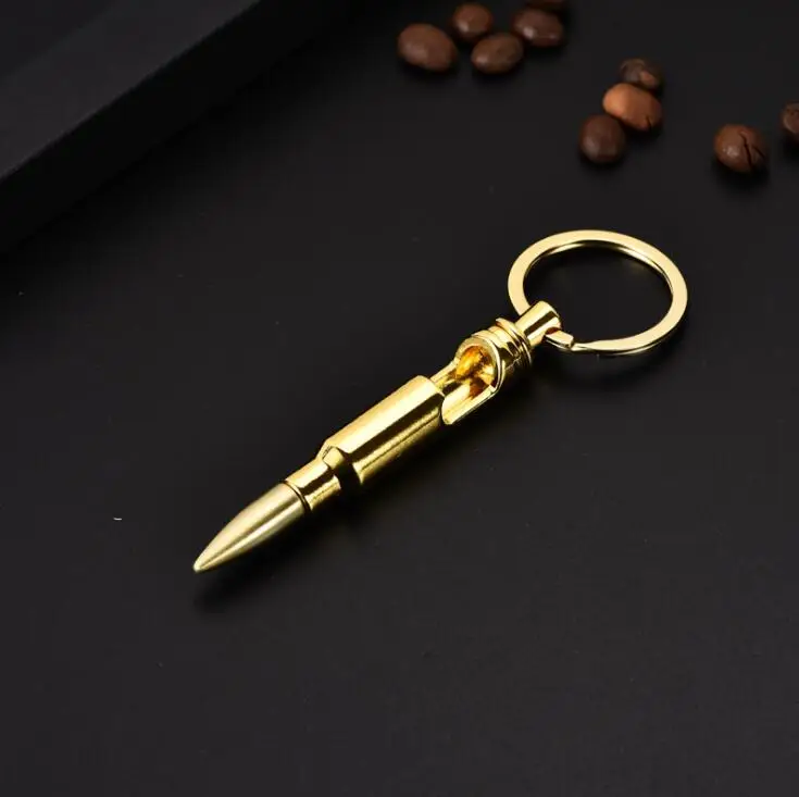 Portable mini Key Ring Multifunctional  Gold Beer Bottle Openers advertising promotion Gifts Bullet Bottle Opener With Keychain