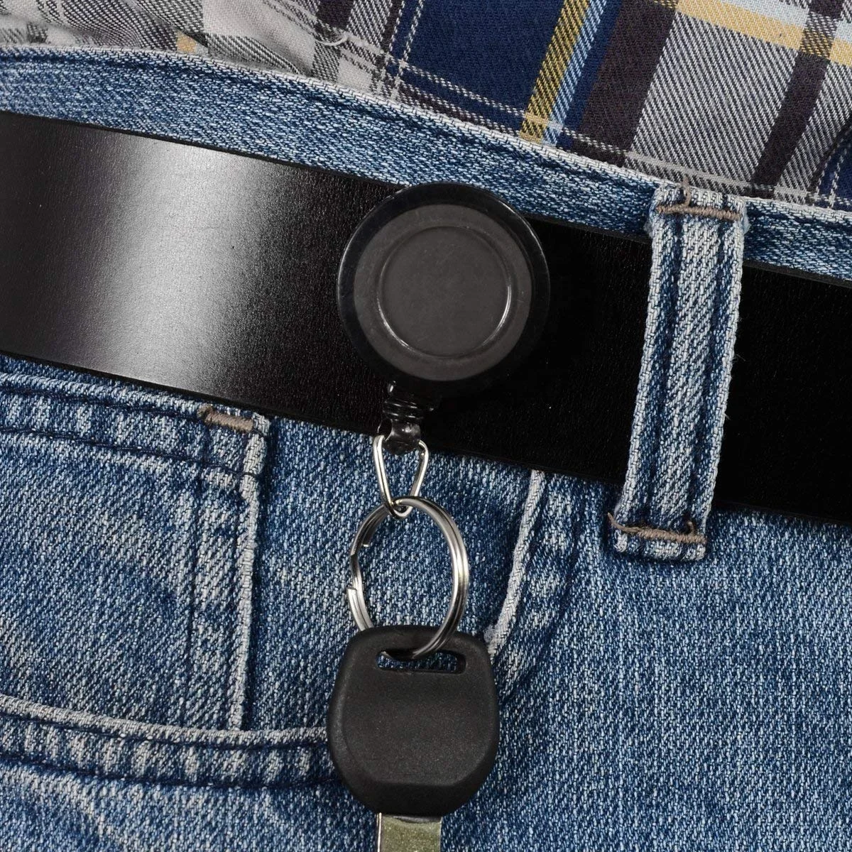 Black 32MM Plastic Retractable Nurse Badge Reel Clips Holder with Metal Clip for Hanging ID Card Name Key Chain