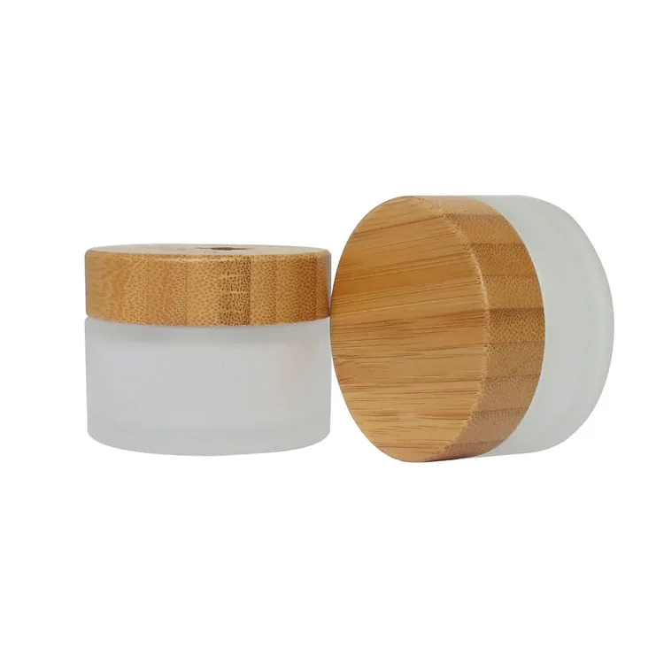 shuangyu hot sale 50G face Cream cosmetic glass jars  with nature wooden cap