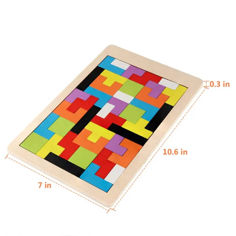 Montessori Education colorful brain teasers toy 3D jigsaw wooden puzzles for kids