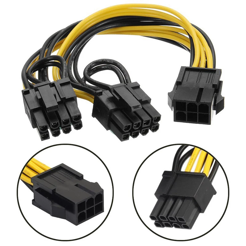  Графический разветвитель GPU PCI-e 6 pin в 2x(6 + 2)pin кабель питания Y для BTC Miner ver 900s