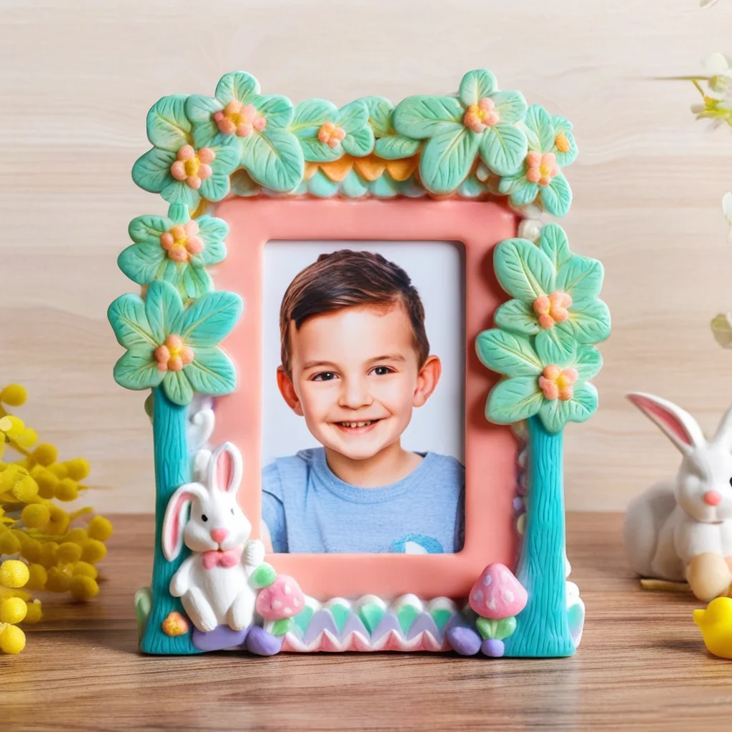 Resin Easter Rabbit Photo Frame Personalized Custom Baby Souvenir Gifts Bunny Picture Frame Wholesale