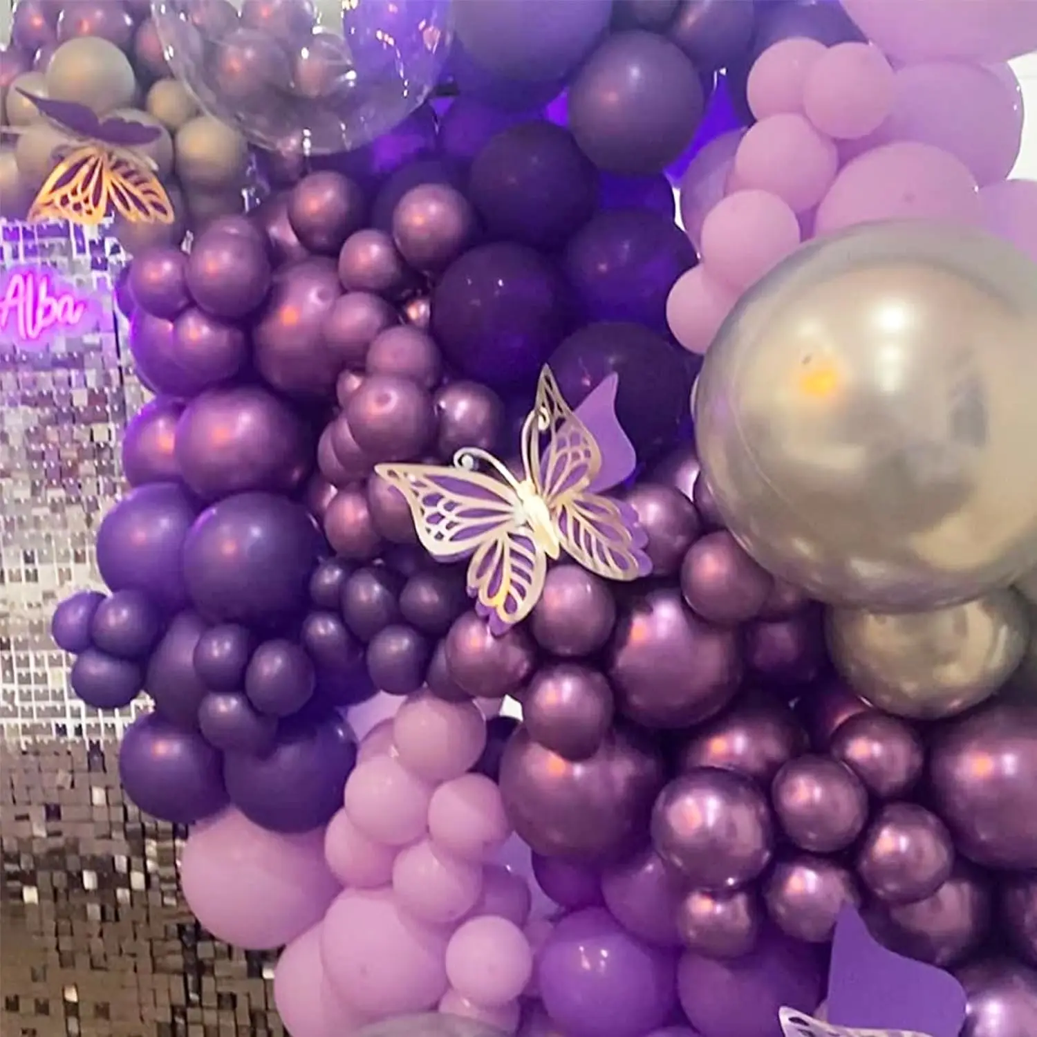 60pcs30.48cm dark purple light purple metallic chrome purple confetti balloon set Girl Ladies Wedding Birthdayr Bride