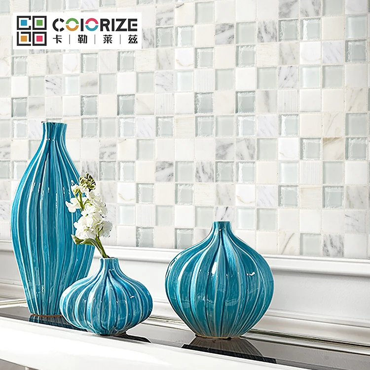 Colorize  Calacatta Gold Square Marble Mosaic Bathroom Wall Floor Tiles regular square white marble stone mosaic floor tile