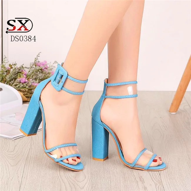 New arrival buckle Snake strap block high heel sole women sandals