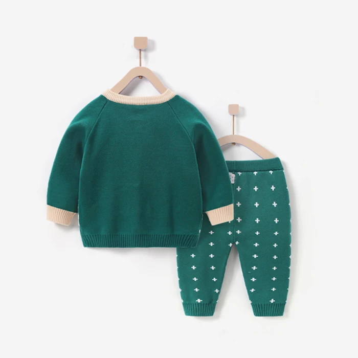 
Fall winter newborn baby cute print sweater pants two piece set 