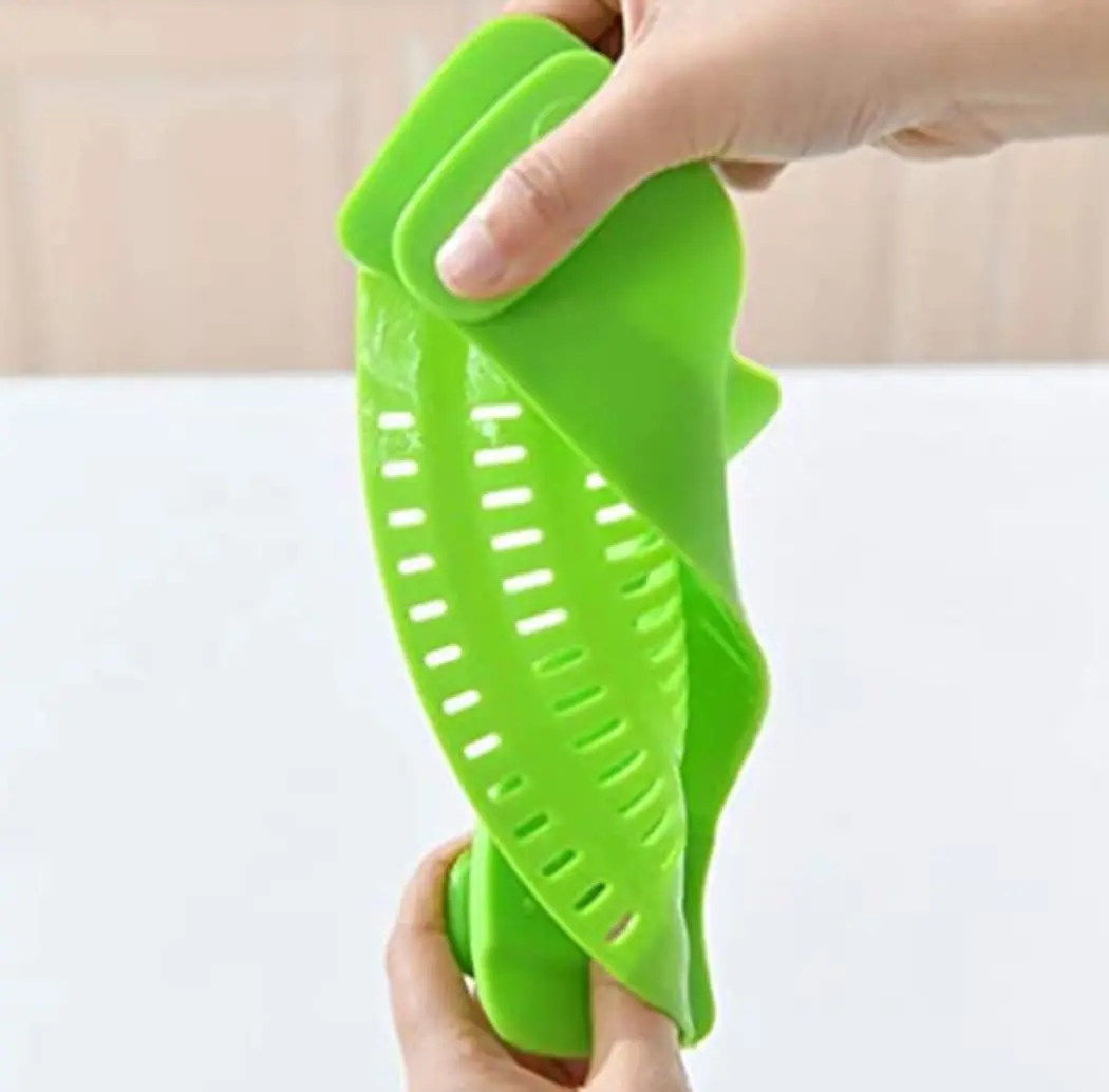 BPA Free Kitchen Foldable Adjustable Silicone Food Snap Strainer Snap N Strain Pot Strainer For All Pots and Pans