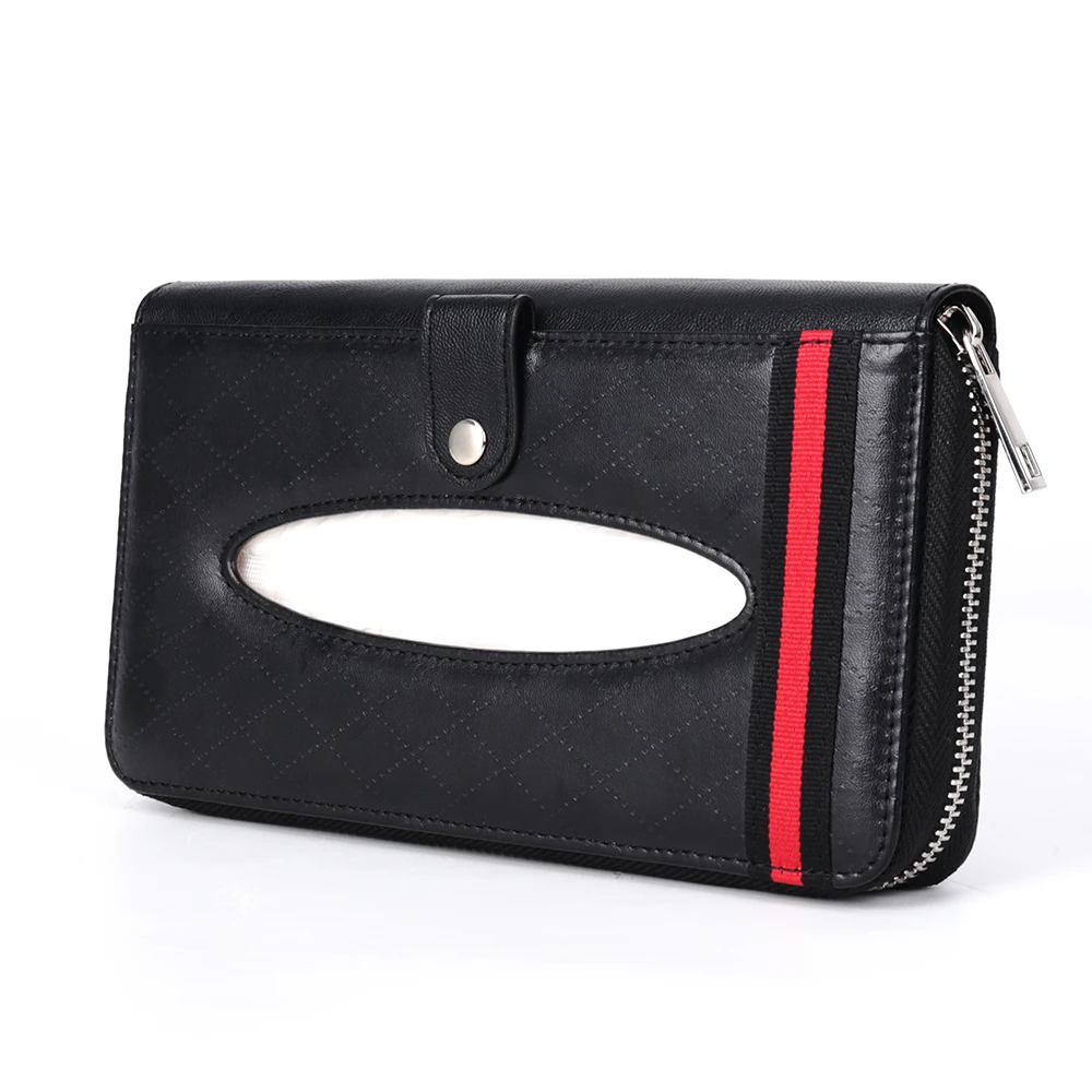 Car tissue box holder Luxury Design Leather Napkin Case Hanging Paper Towel Clip Tissue Box Visor Holder