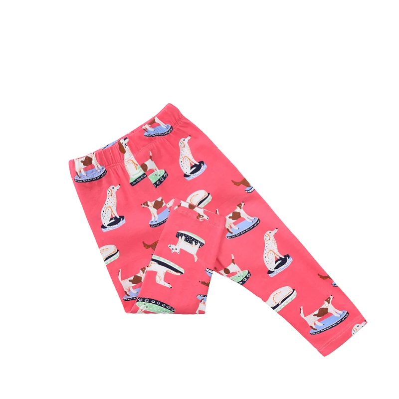 Wholesale custom children cartoon flower printed trousers elastic cotton kids leggings for girls