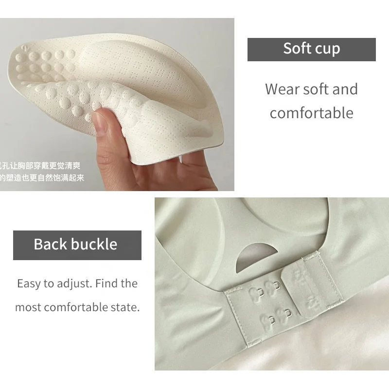 Hot Sale Zero Feel Ice Silk Lazer Cut Seamless Bra Soft Sports V Neck Support Push Up Jelly Glue Bras for Women