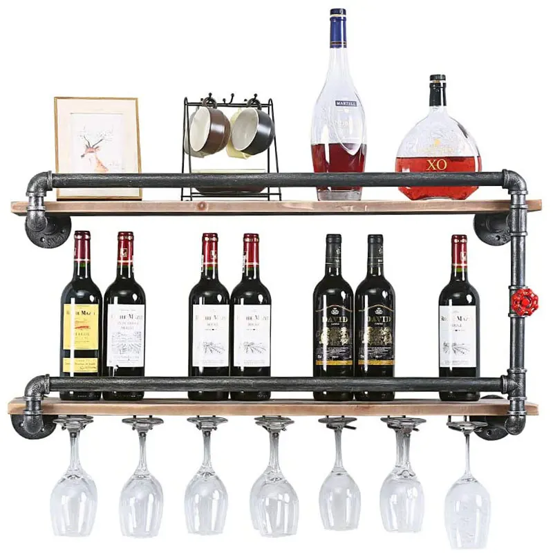 Hot Sell Industrial Water Pipe Hanging Wall Wall Mounted Pipe Rack Wine Rack