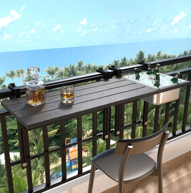 Outdoor furniture Upgraded  Balcony Table Outdoor Patio Bar Table Hanging Folding Adjustable