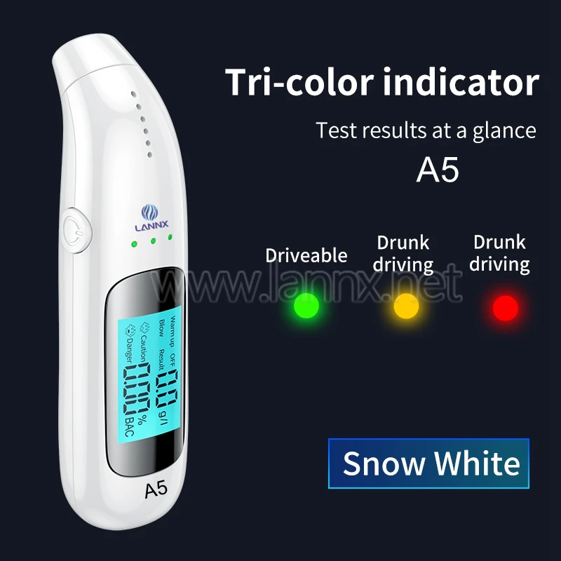 LANNX A5 High Sensitivity Digital Alcohol Detector  Portable Breath Alcohol Tester Breathalyzer Automatic Alcohol Tester