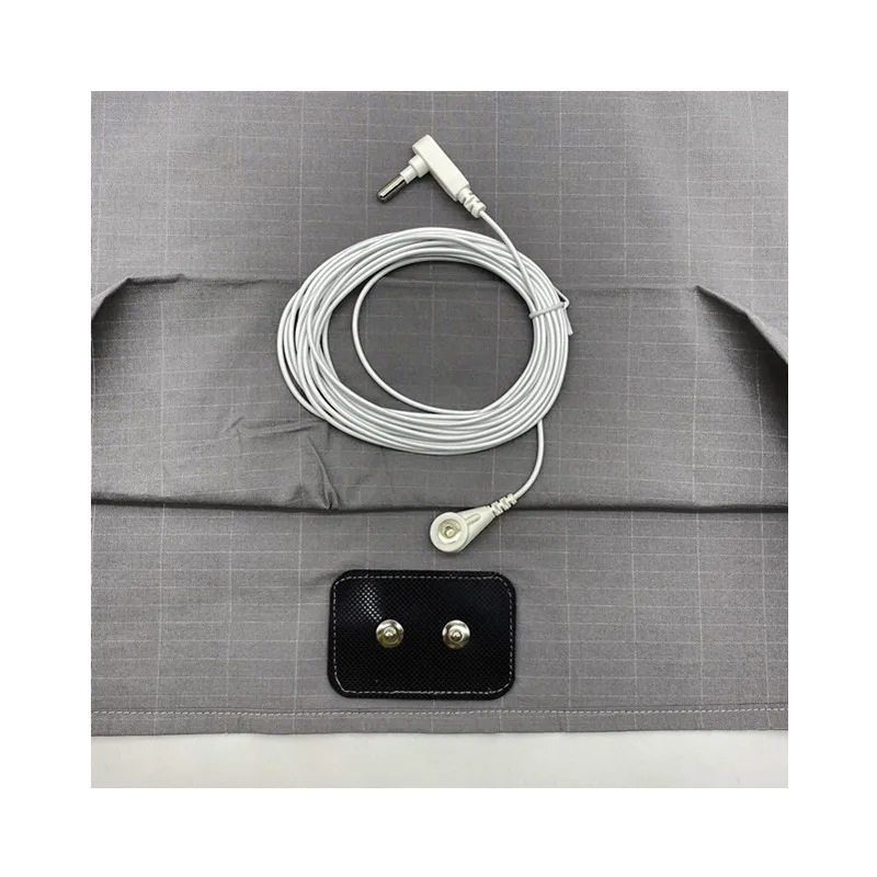 Grounding Fitted Sheet with 15 feet Grounding Cord 5% Silver Fiber 95% Cotton Conductive Earthing Bed Sheet for Better Sleep