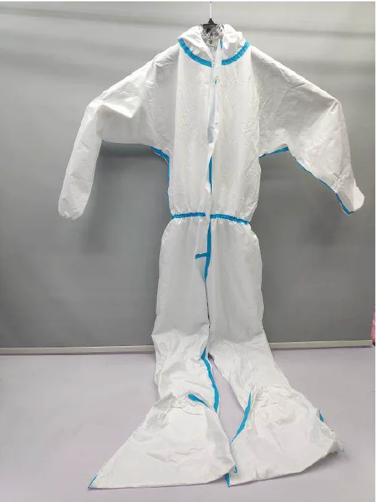 In Stock Anti Liquid Disposable Overalls 65gsm Body Protection Coverall with Hood Safety Clothing