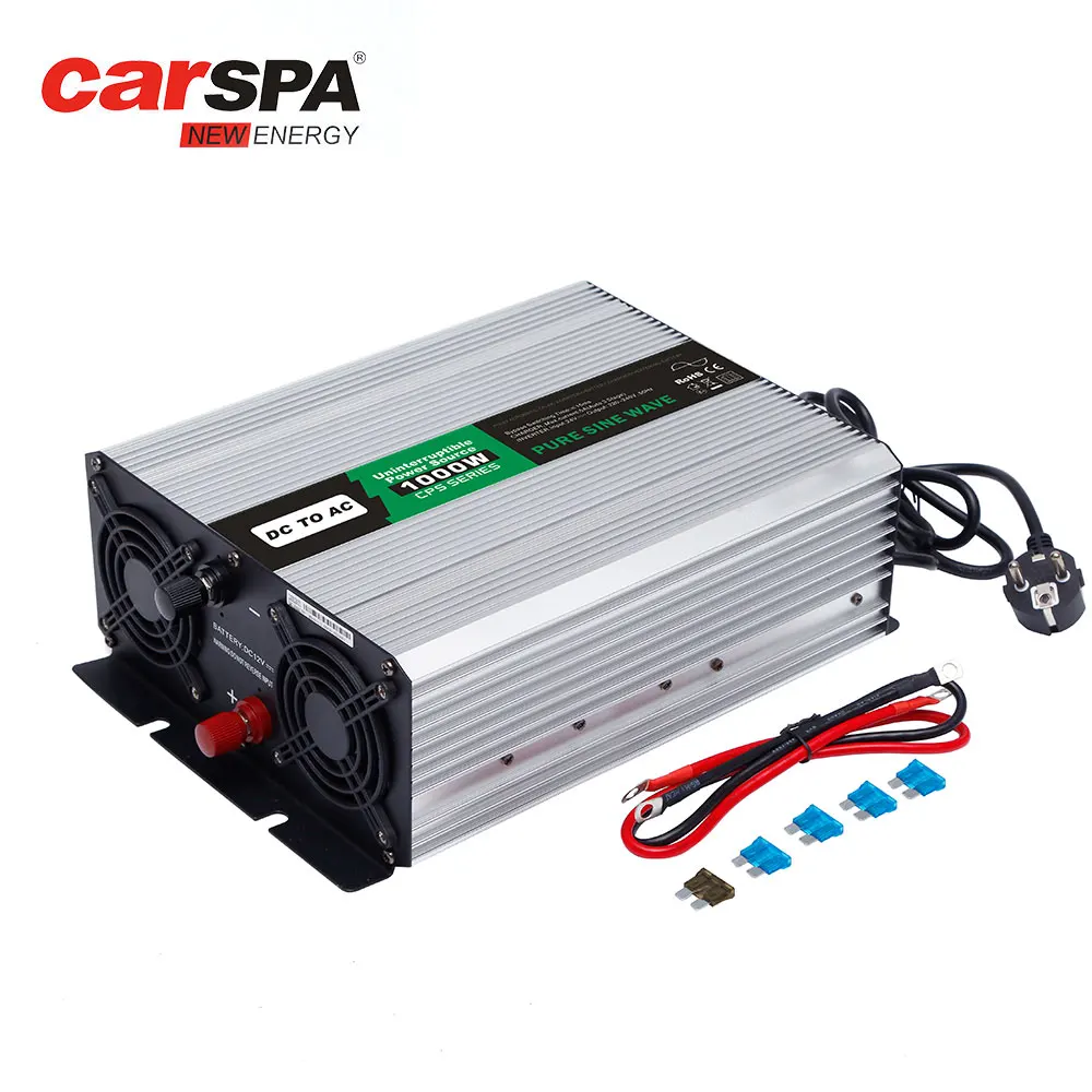 CARSPA battery charger with 1kw pure sine wave inverter with charger function USB port For Home Use and Off-gird Solar System