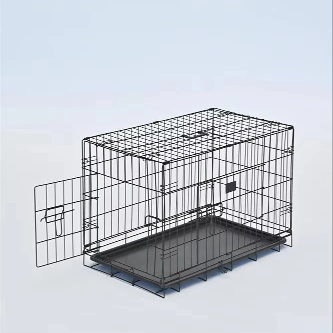 Factory Custom Iron Dog Cage Metal Kennels Black Quadrate Dog Cage