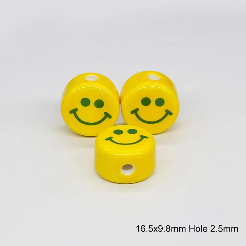 Wholesale high quality yellow smiley face design porcelain beads in various colors and sizes for DIY jewelry making