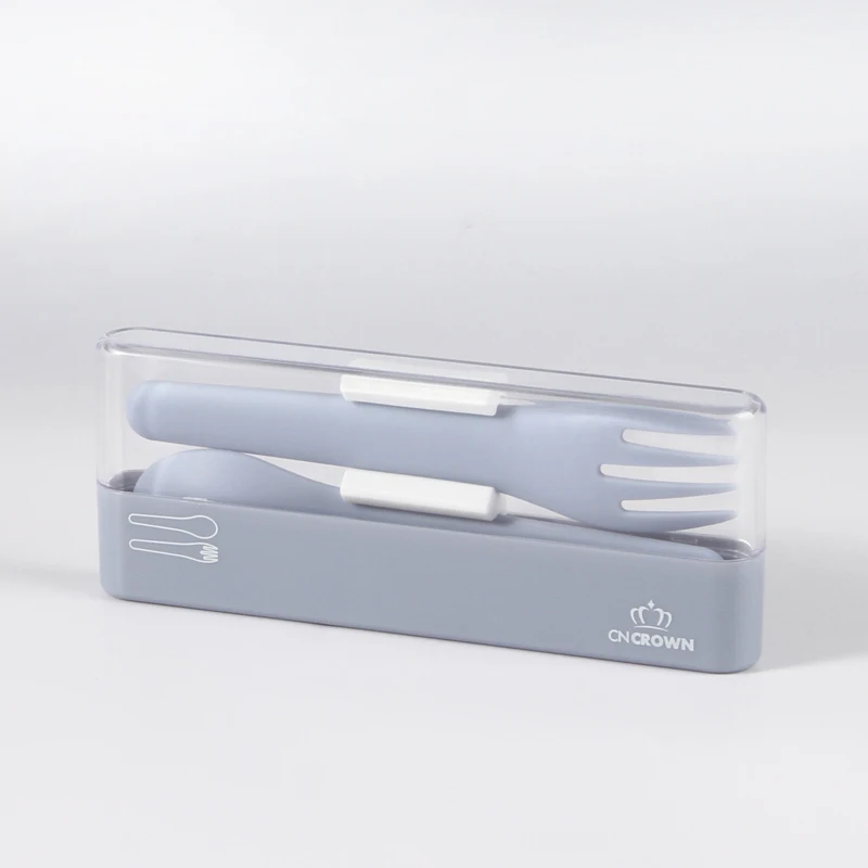 BPA free plastic spoon fork 2 in 1 cutlery set kitchen utensil for back to school gift promotion OEM Cncrown