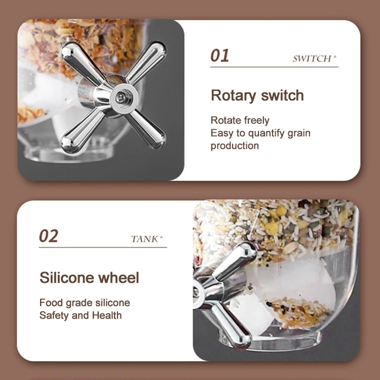 Luxury Catering Buffet Triple Cereal Dispenser Container Dry Food Grain Dispenser With Wooden Stand