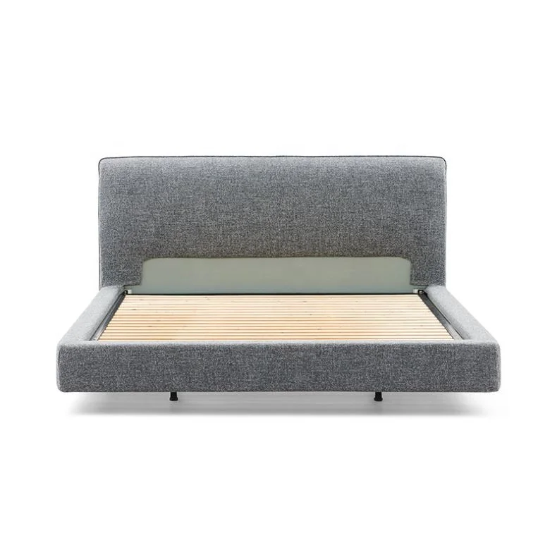 Элегантная кровать размера «King-Size» серая ткань для