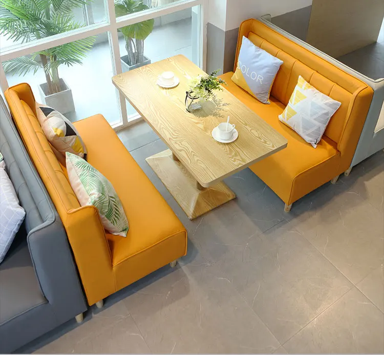 Restaurant Sofa Bench with Table Sets Single Double Side Booth Cafe Wood Frame Dining Chair