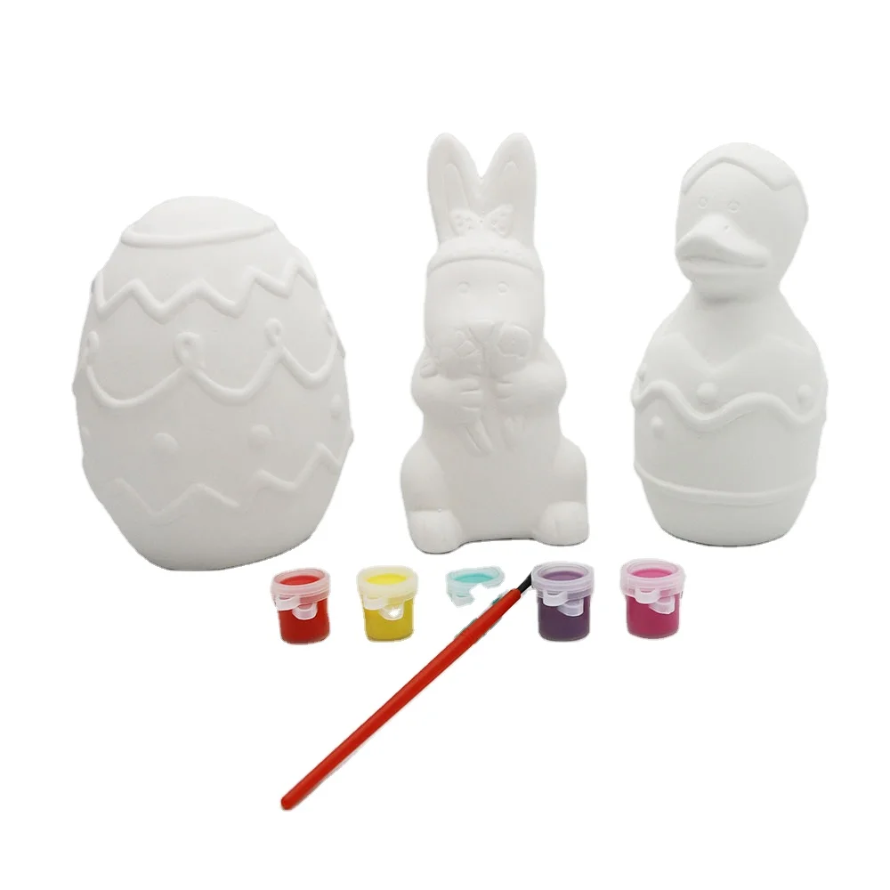 OEM ODM Easter Festival Home Decor Egg Graffiti Toys Handmade DIY Plaster Toys