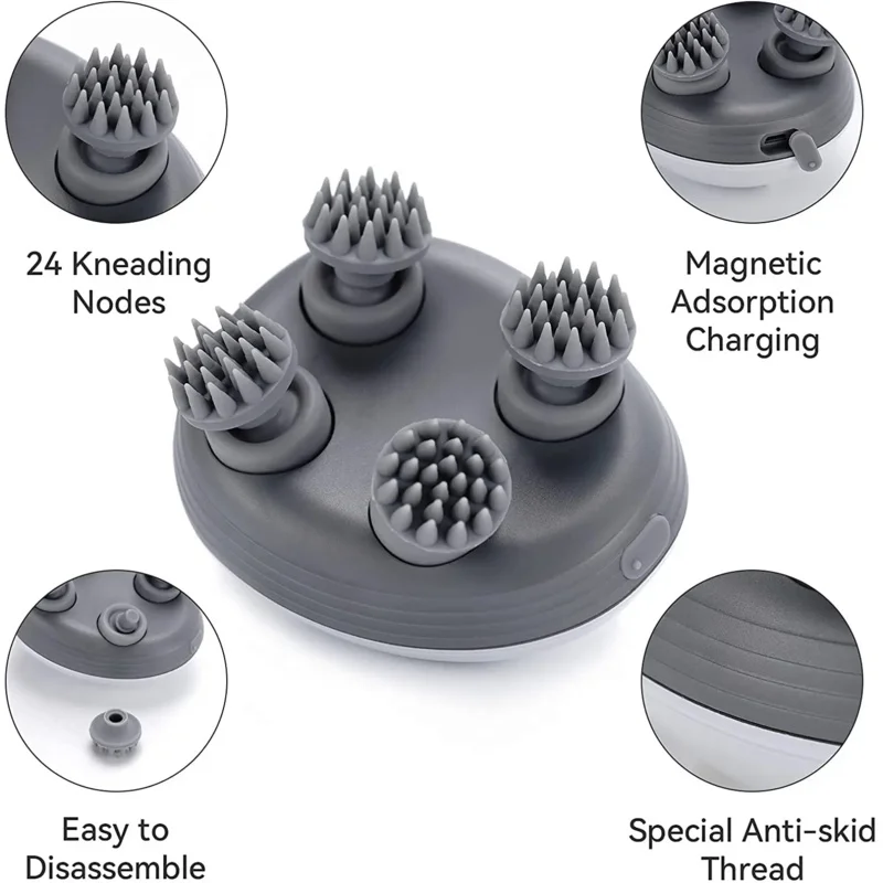 waterproof automatic electric mini portable silicon vibrating octopus head scalp massager machine for hair growth