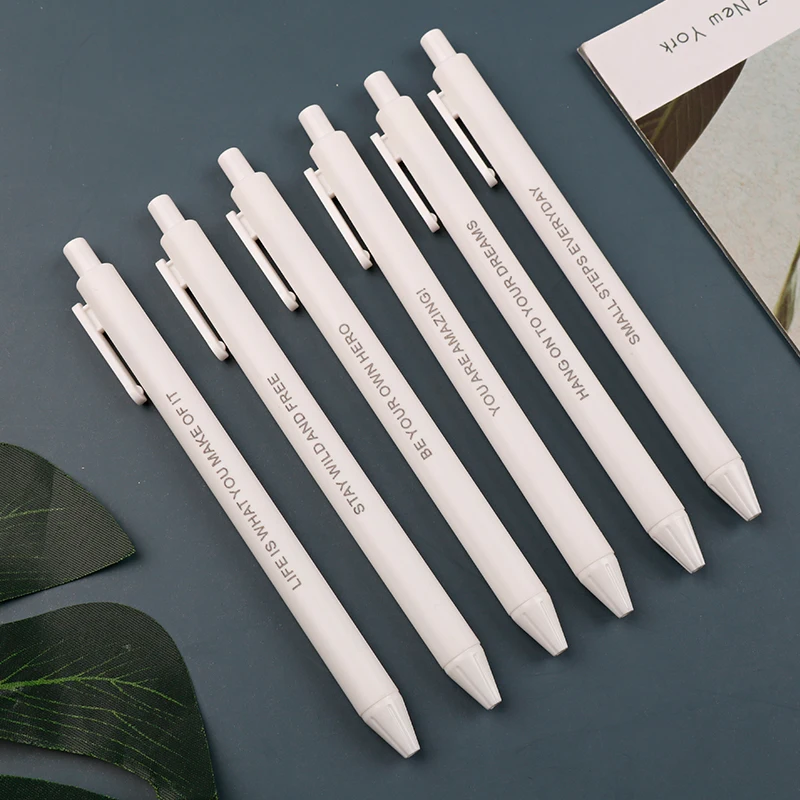Wholesale Cheap custom From100 pieces engrave logo White Simple plastic advertising Student Promotionnel Company gifts Gel Pen