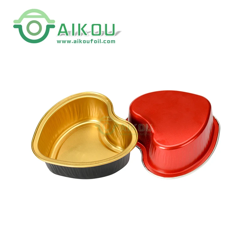 Square foil cup with lid Baking disposable oven cup with lid aluminum cake cup