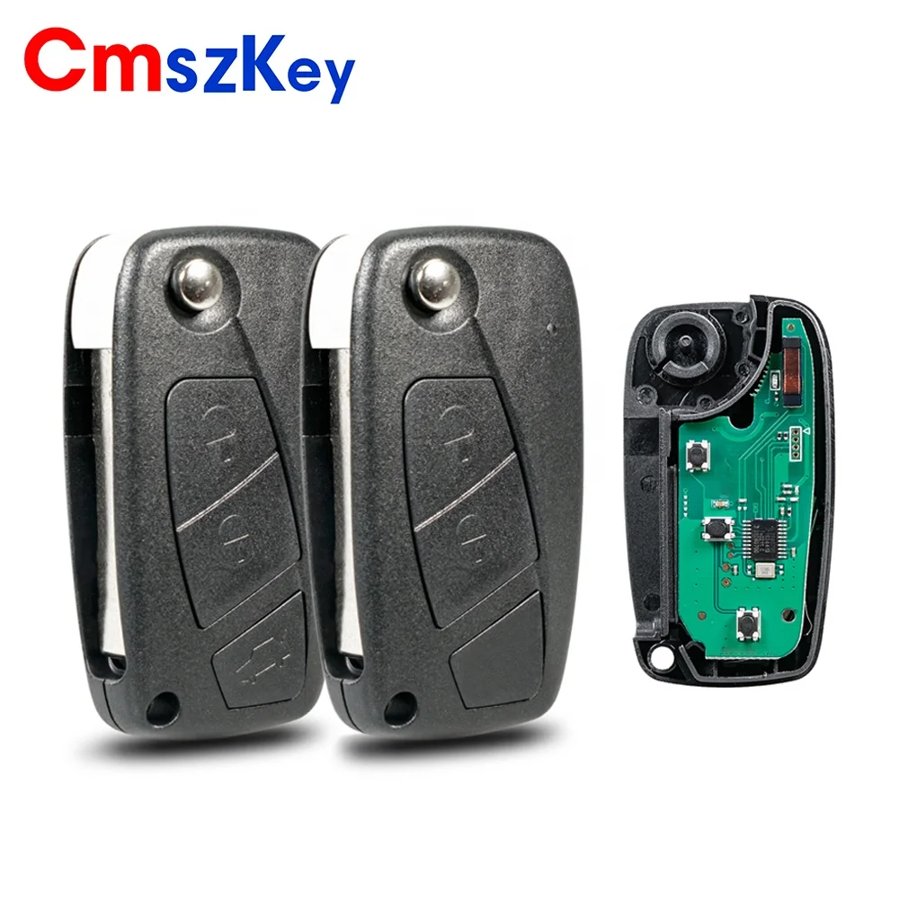 For Fiat 500 Panda Punto Bravo 2 BTN  3 BTN Remote Key Fob 433Mhz  PCF7946 Chip Delphi BSI System Black