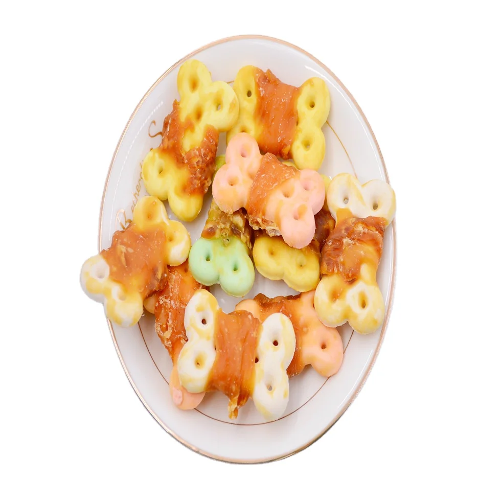 Высокое качество на заказ, сухое питание для домашних животных, разноцветное печенье, скрученное поезда для цыплят и вознаграждение за собаку