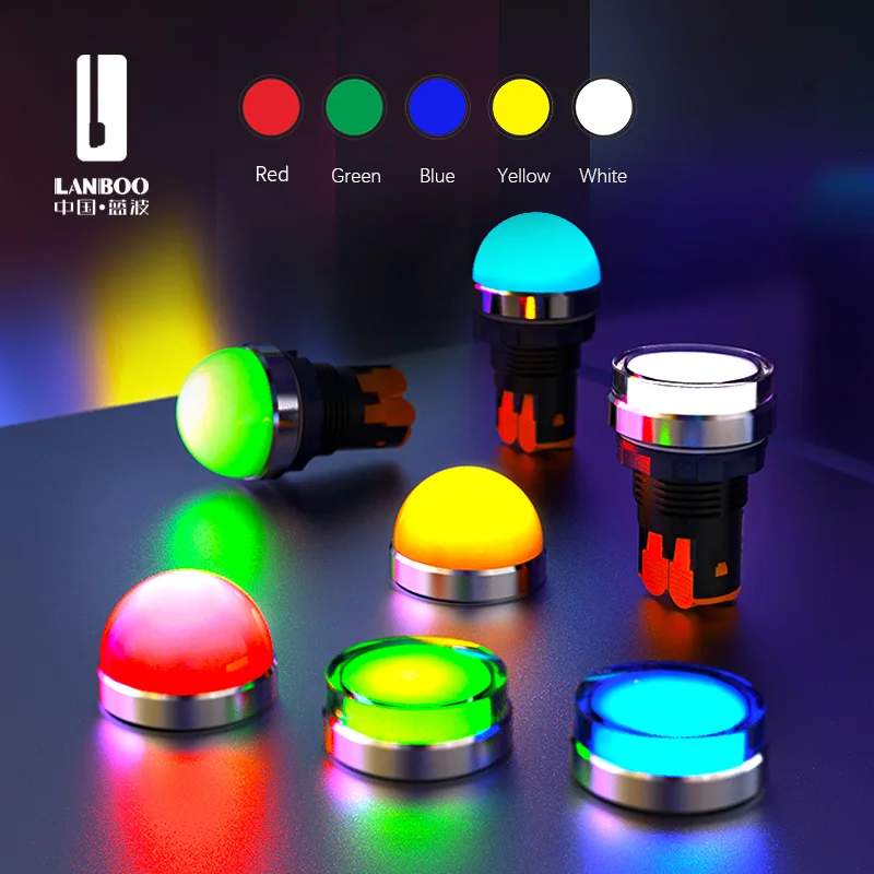LANBOO 22SA1 Series Flat Head/Ball Head Red Green Blue Yellow White LED Signal Lamp