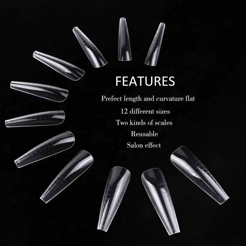 Gelsky Thinner And Fitted Plastic Nail Form Quick Building Mold Extra Long Nail Extension Coffin Dual Form