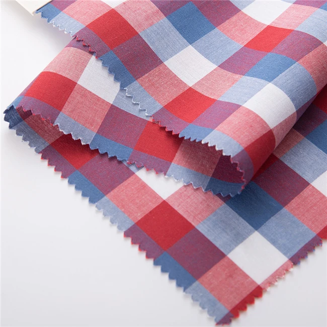 
Modern Design Blue White Red plaid poplin fabric 100% Cotton fabric 