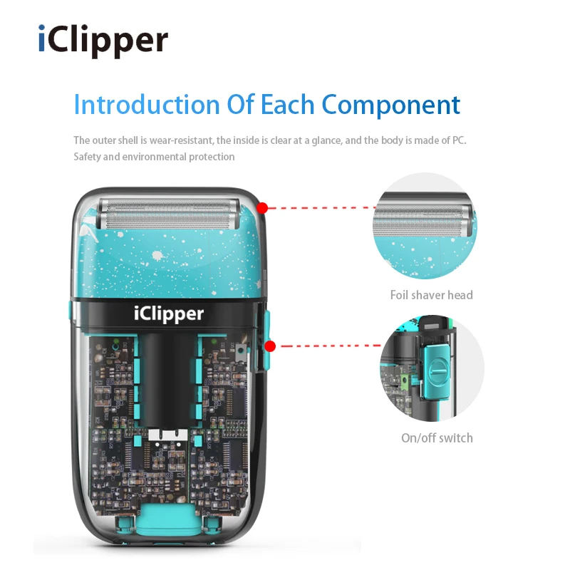 ICLIPPER-TX3 2022 New Design  Waterproof beard shaver  USB  Charging Rechargeable electric hair shaver
