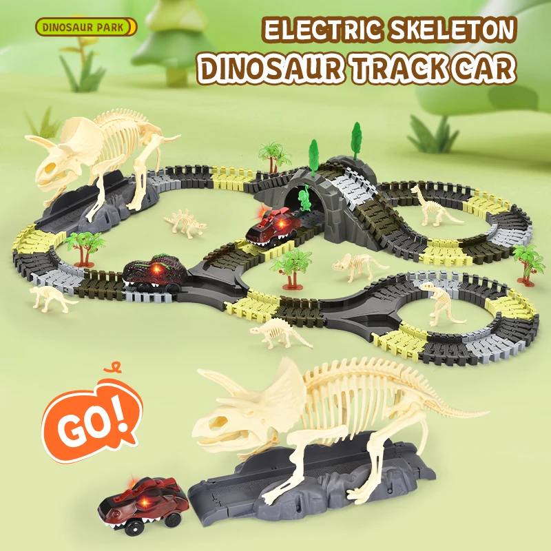 209pcs B/O DIY Skeleton puzzle dinosaur orbital track board game play set toy