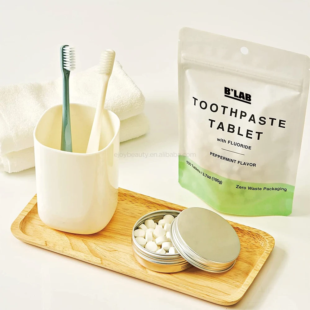 Частная торговая марка уход за зубами экологически чистые натуральные отбеливающие полоски для зубов таблетки Жевательная Органическая Зубная