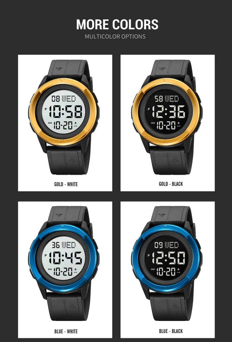 Skmei 2047 fashion made in china gents digital watch low price PU band Waterproof Multi function in stock sports hand watch