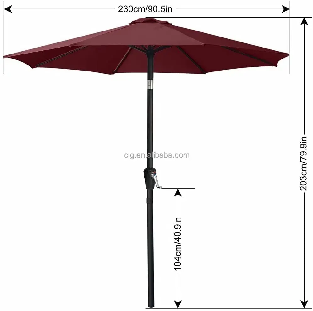 waterproof outdoor garden patio Umbrella With Push Button Tilt And Crank,market umbrella Parasols with base
