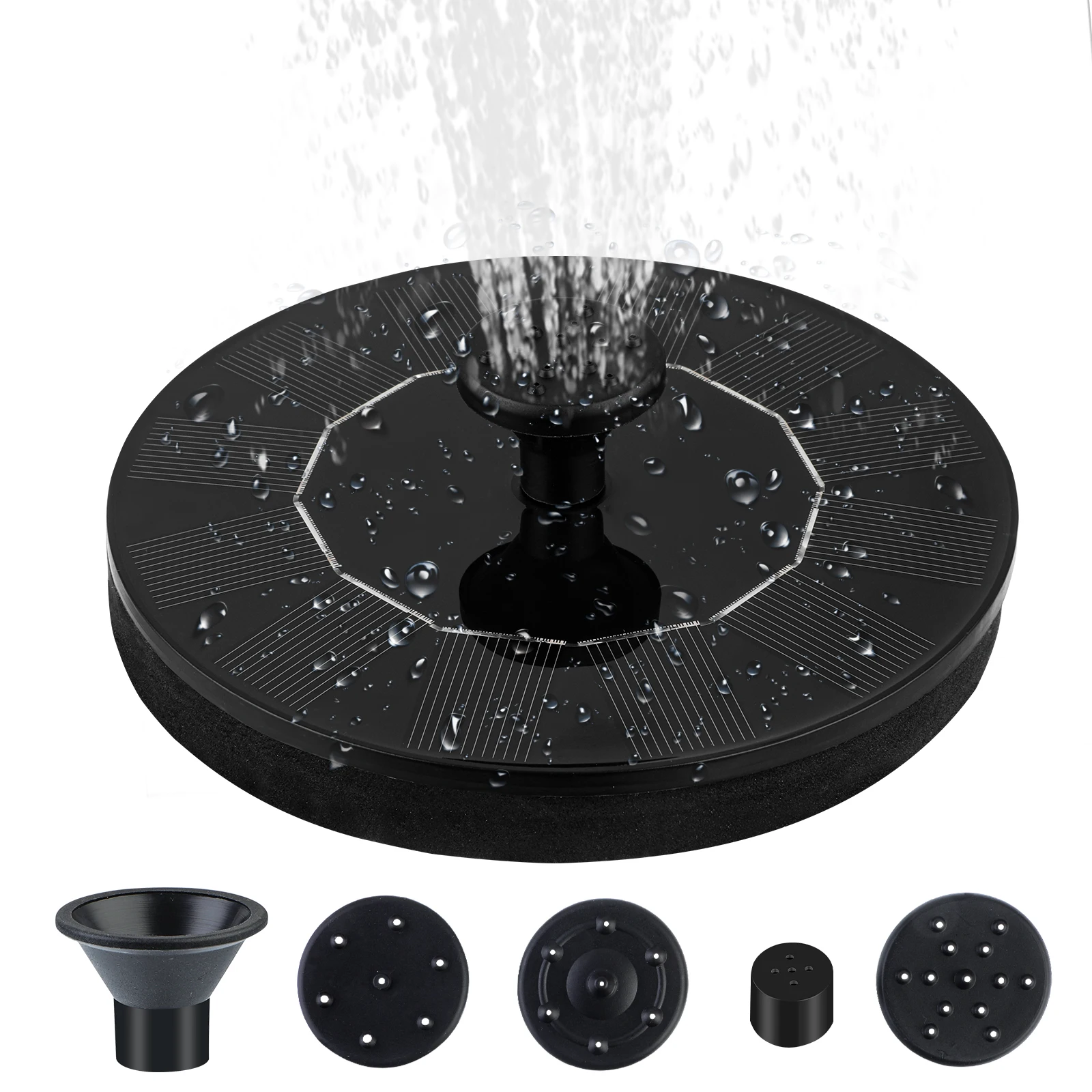 Solar Fountain,Solar Powered Fountain Pump 7V/1W Solar Panel Kit Water Pump,Outdoor Watering Submersible Pump For Pond Garden