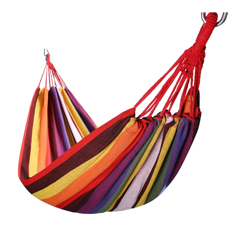 2024 New Outdoor Ultralight Portable Beach Garden Canvas Fabric Sleeping Striped Swing Hammock Tent