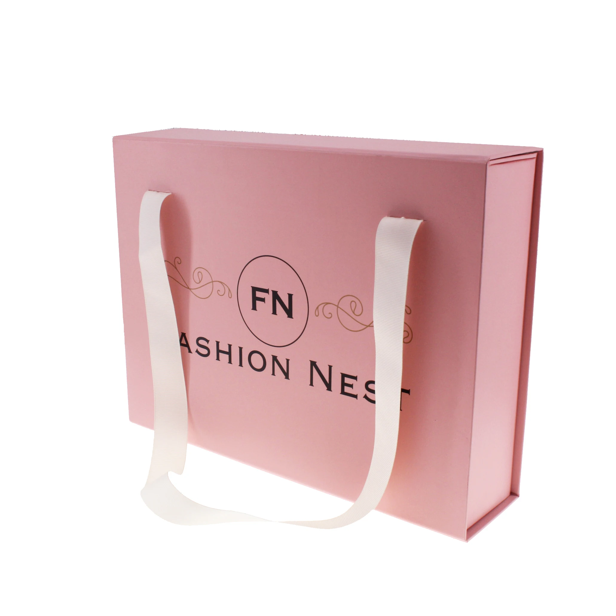 Luxury Customized Logo Recycled Paper Gift Packing Clothes Packaging Shipping Mailer Box With Ribbon Pink Boxes For Hoodies