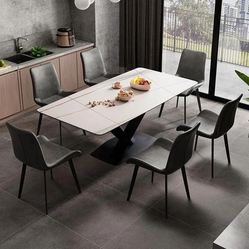 BOTON STONE Porcelain Marble Dinning Room Modern Rectangular Table Black Sintered Stone Dining Tables