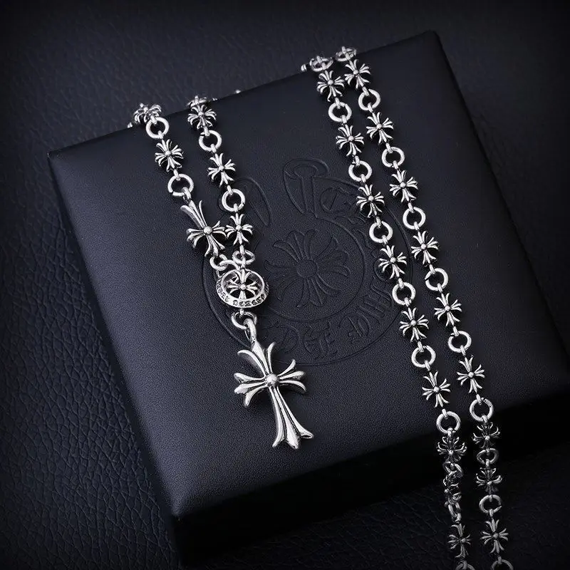 Wholesale Punk Thai silver plated  Long punk cross necklace for man  necklace jewelry cross