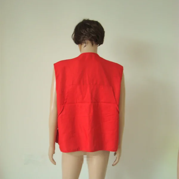 Fishing safety red jacket with multi pockets