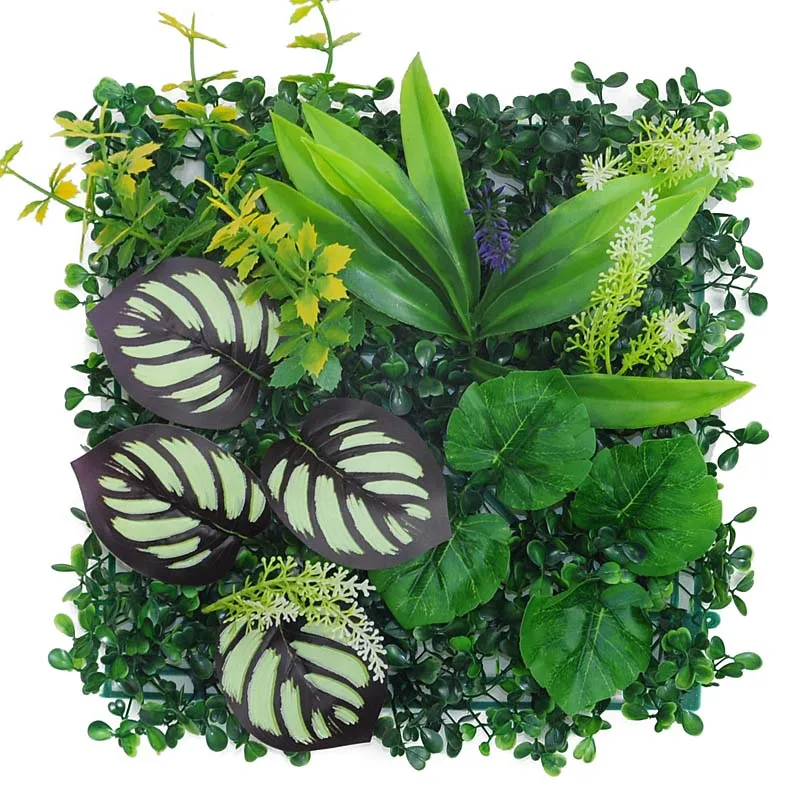 Artificial Leaf Hedges Panels Grass Wall with Flowers Privacy Fence Backyard Screen
