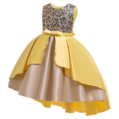 2020 elegant Wedding dress girls leopard sequins princess dress children party catwalk baby kids evening gown dress