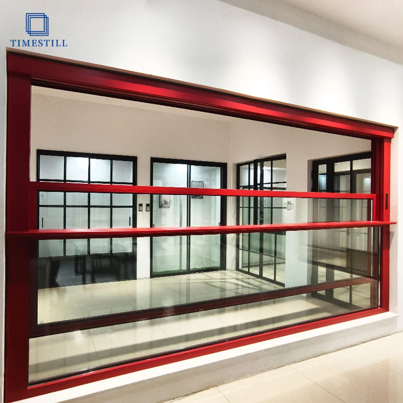 Modern Minimalism Automatic Aluminum Frame Motorized Upward Vertical Sliding Window For villas