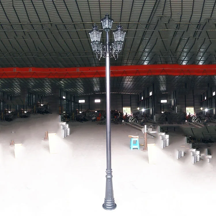 European Style Aluminum Landscape Pole Street Light Classic Led Outdoor Exterior Garden Light For Parking Lot Road Villa